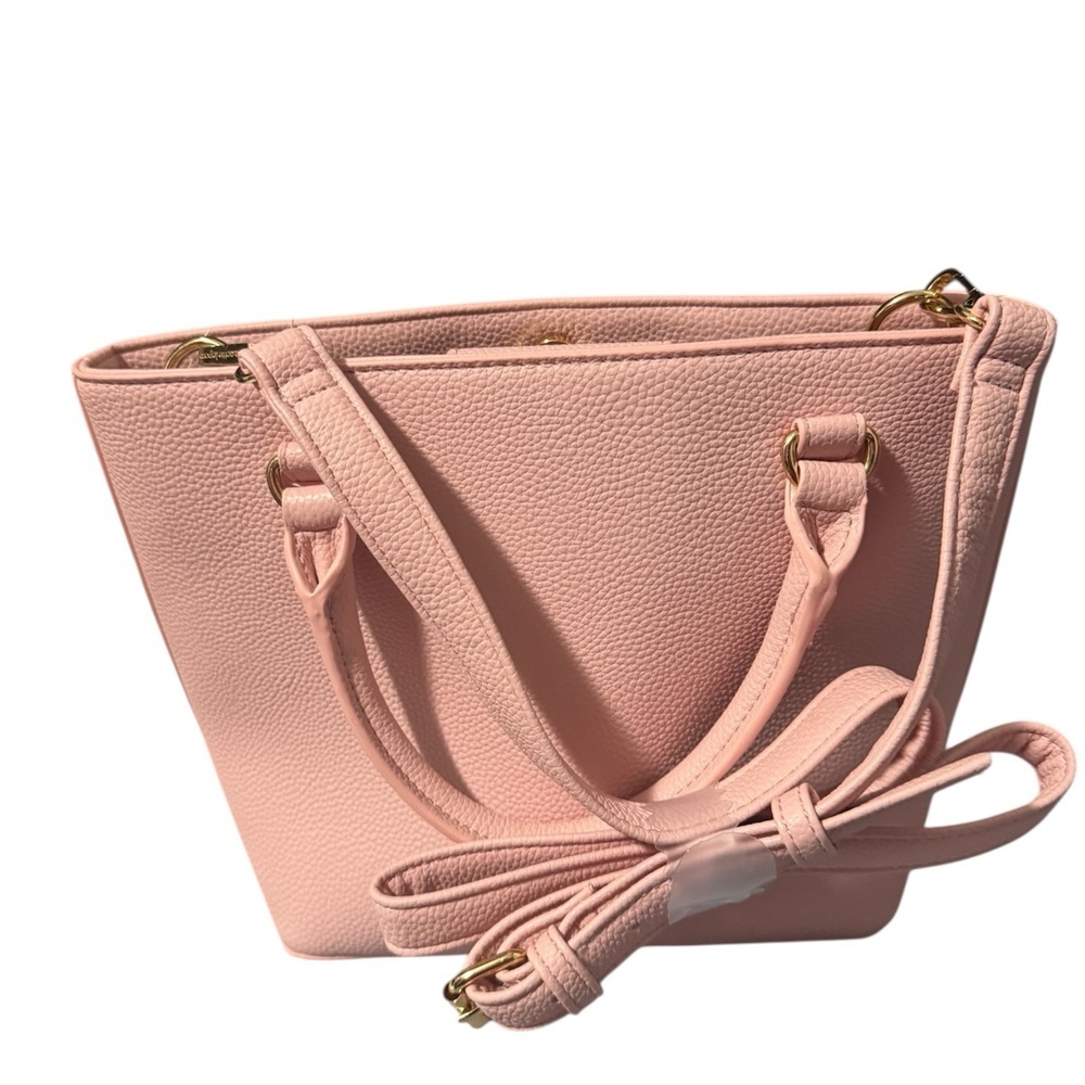 NWT Nanette Lepore Blush Pink Leather Tote Gold Hardware Structure Shoulder Bag - Picture 2 of 6
